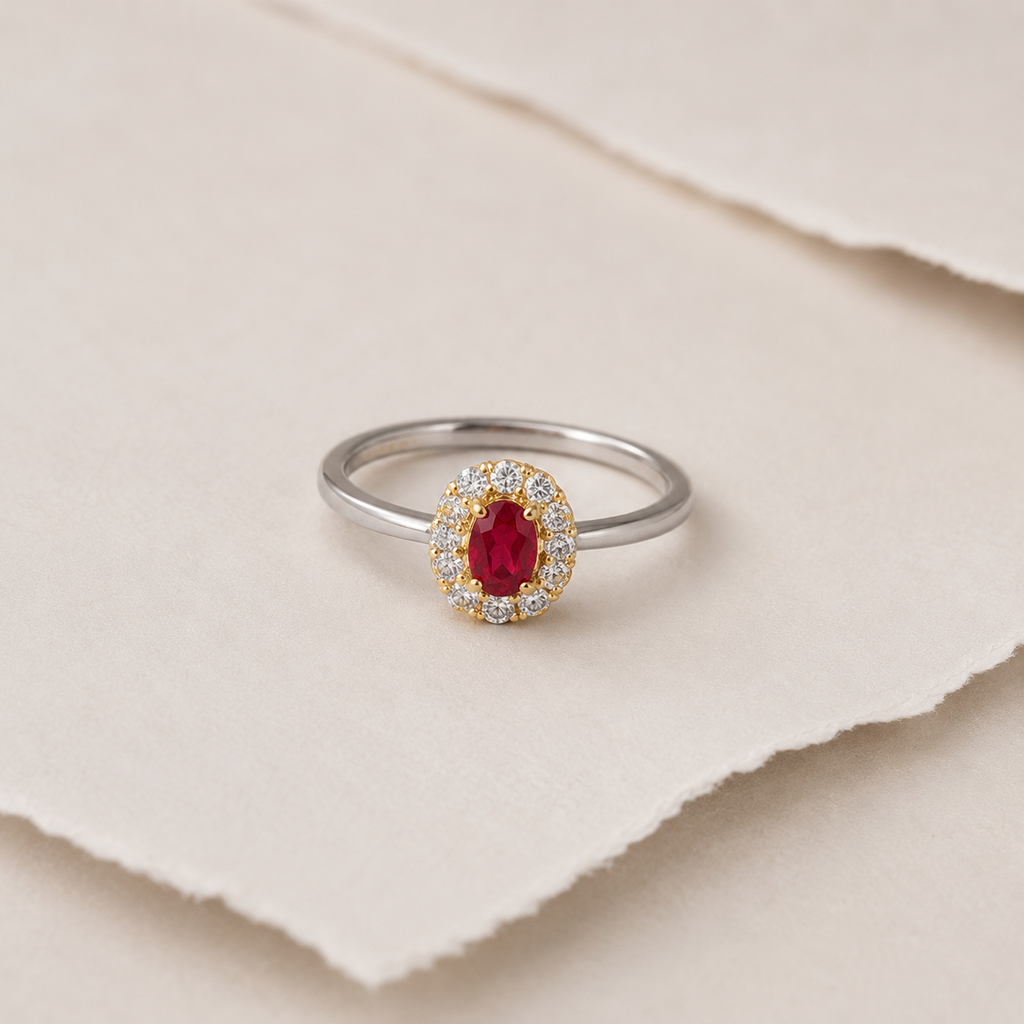 Oval Gem Halo Ring