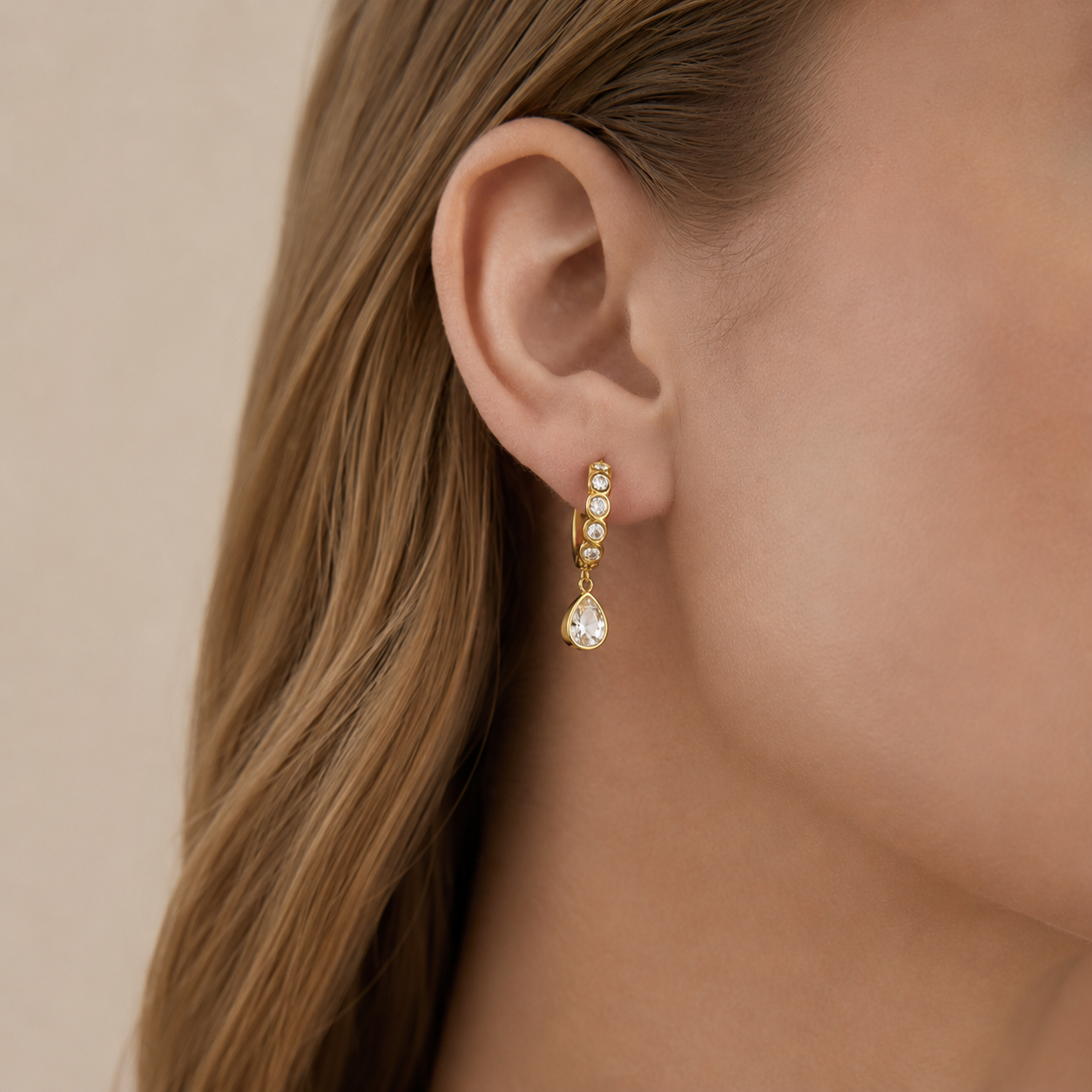 Teardrop Charm Hoop Earrings