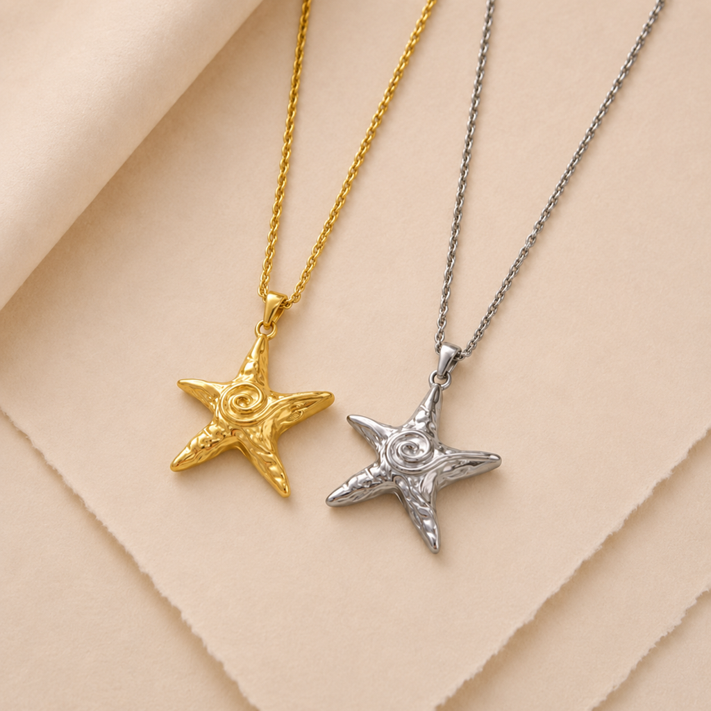 Textured Starfish Pendant Necklace