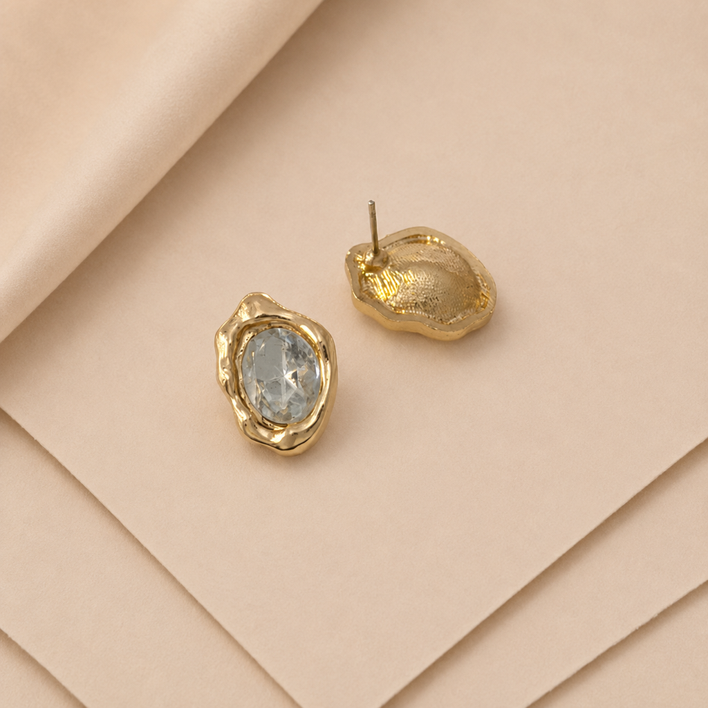 Sculptural Gem Stud Earrings