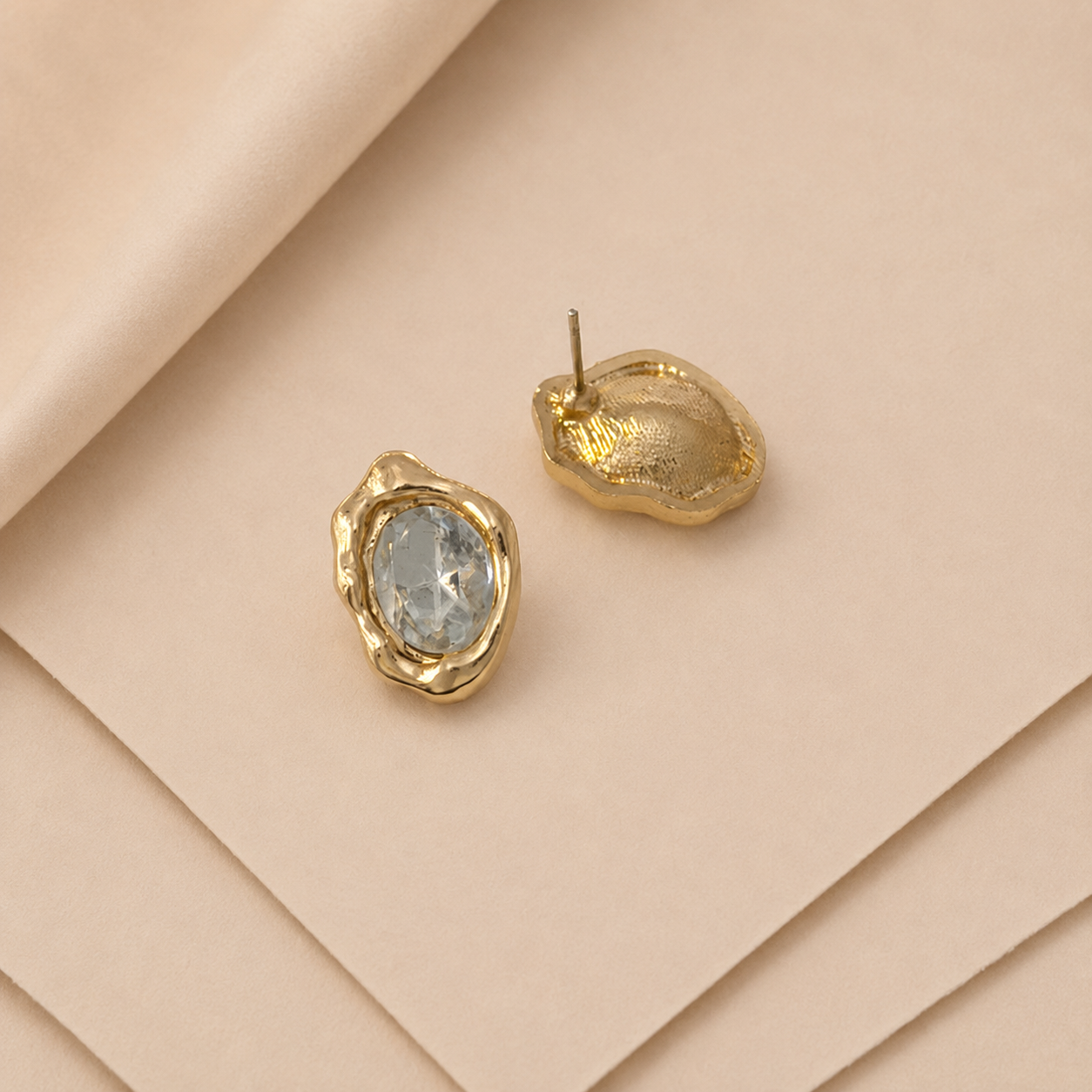Sculptural Gem Stud Earrings
