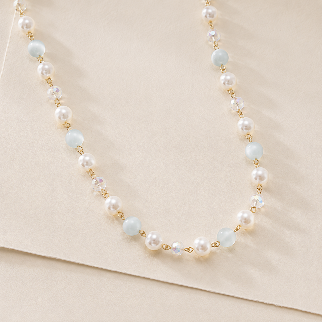 Long Beaded Station Necklace