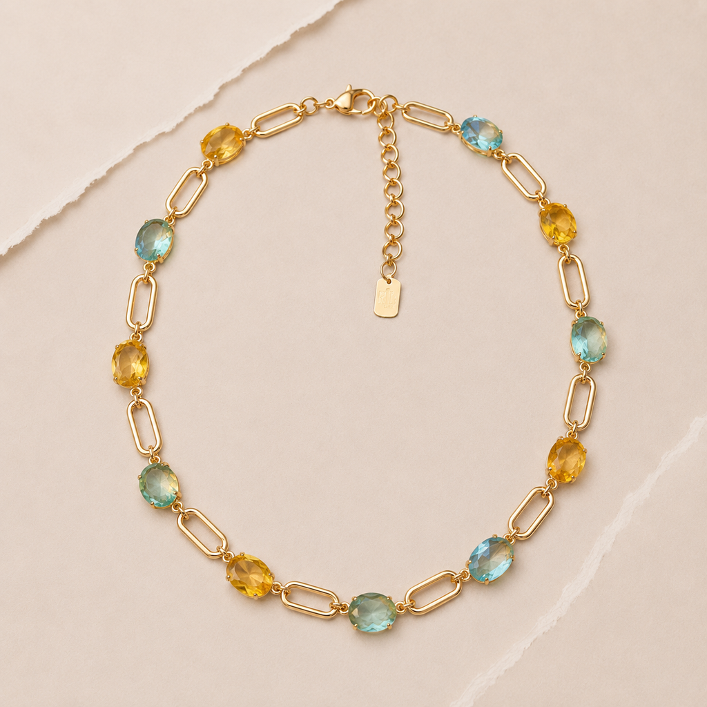 Faceted Gem Link Necklace