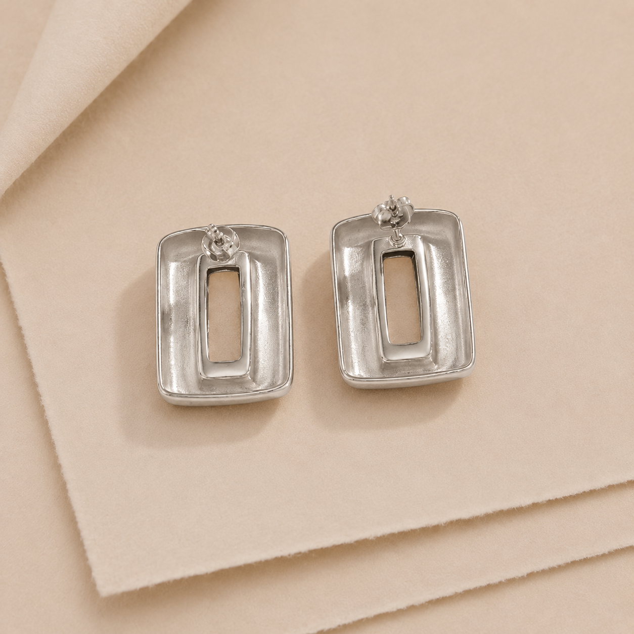 Rectangular Gem Statement Earrings