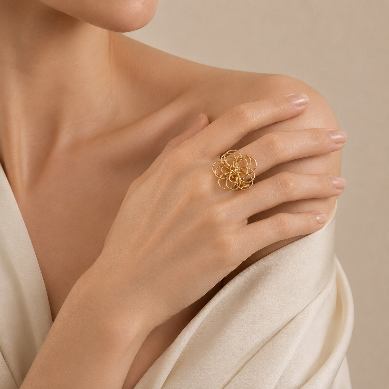 Looped Flower Statement Ring
