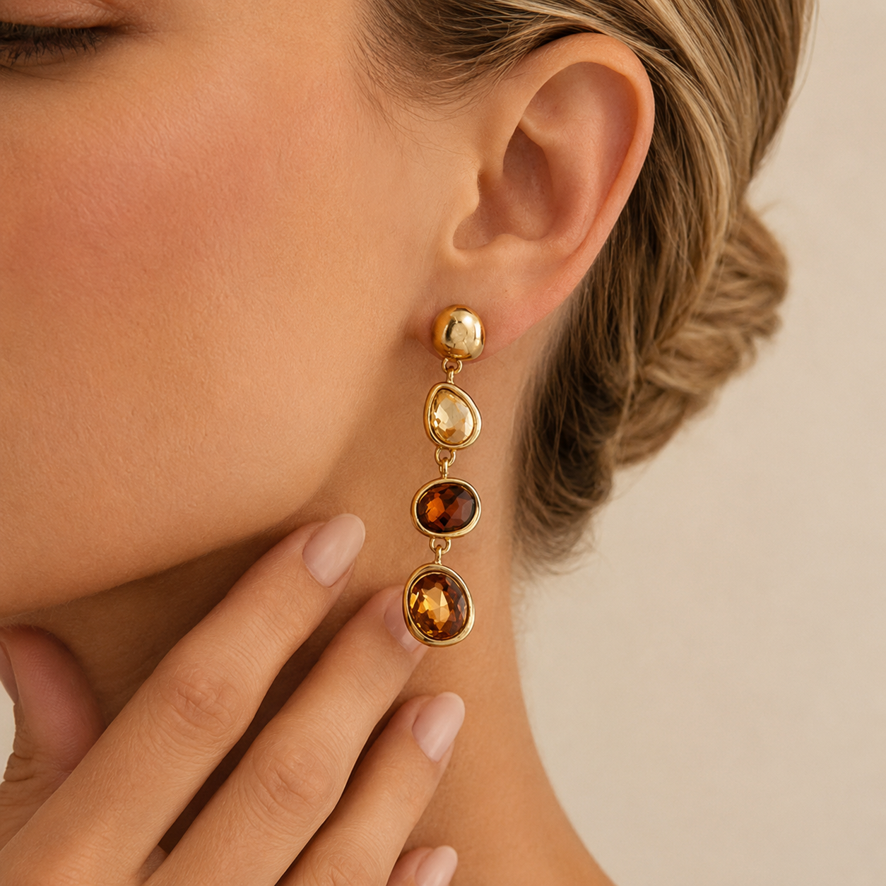 Faceted Oval Drop Earrings