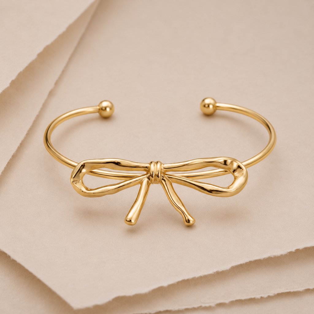 Bow Accent Open Cuff Bracelet