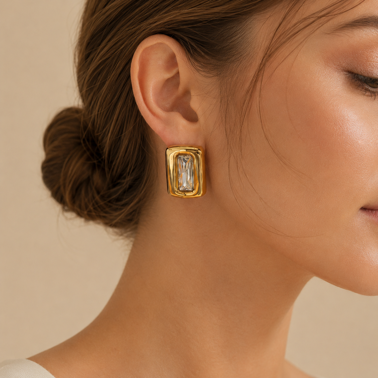 Rectangular Gem Statement Earrings