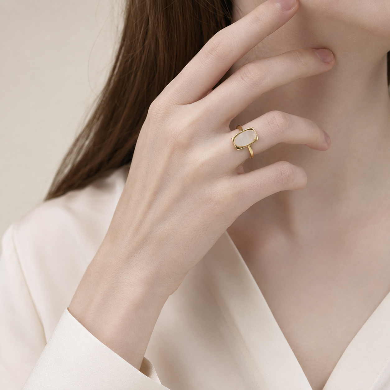 Oval Inlay Open Ring