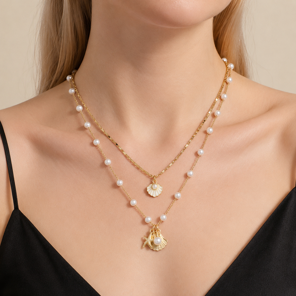 Layered Shell Charm Necklace
