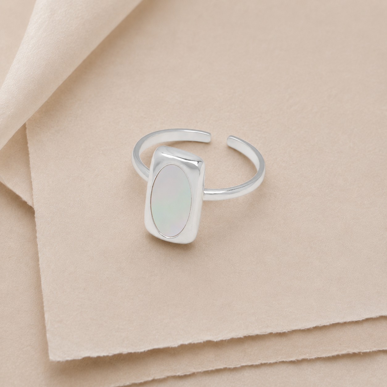 Oval Inlay Open Ring