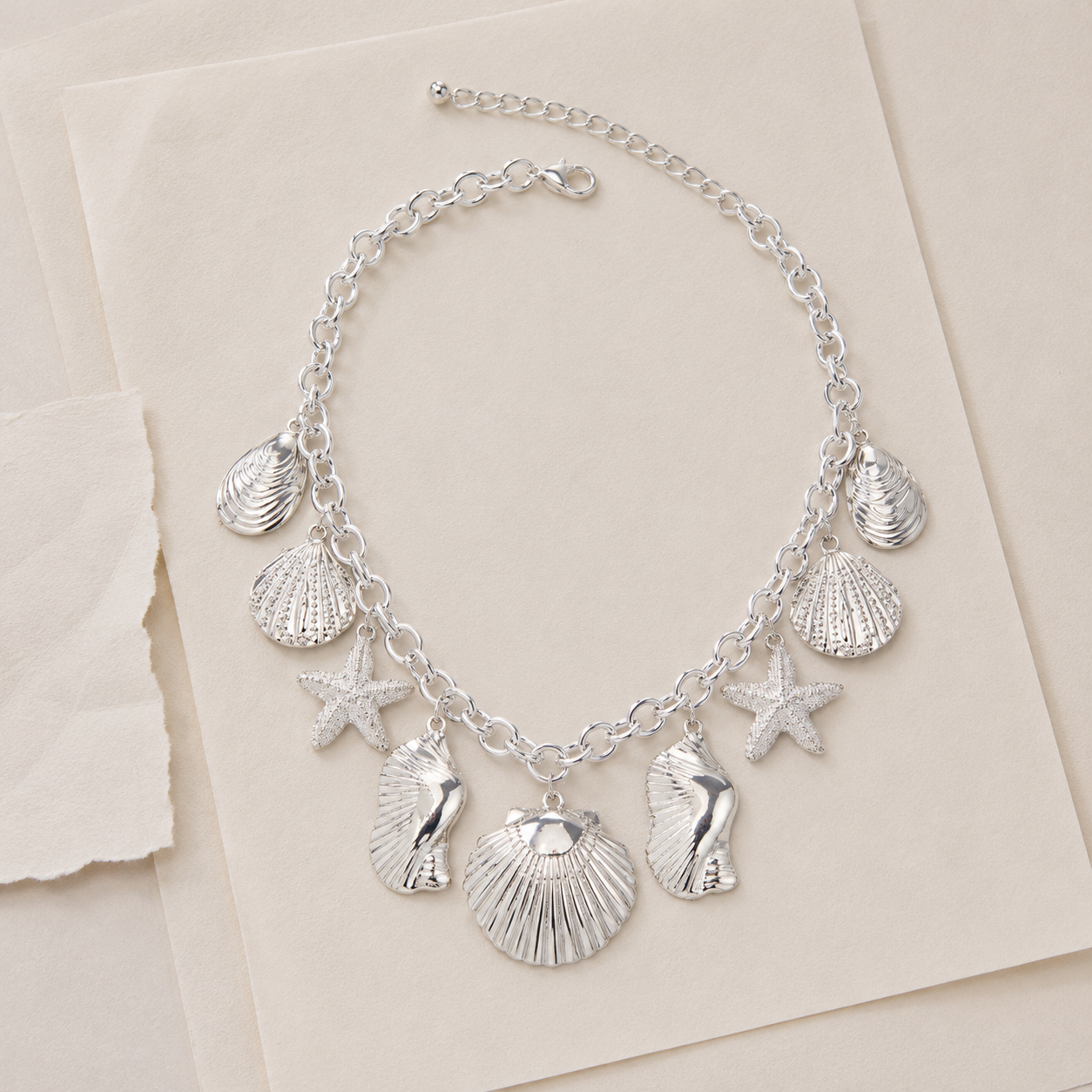 Seashell & Starfish Charm Necklace