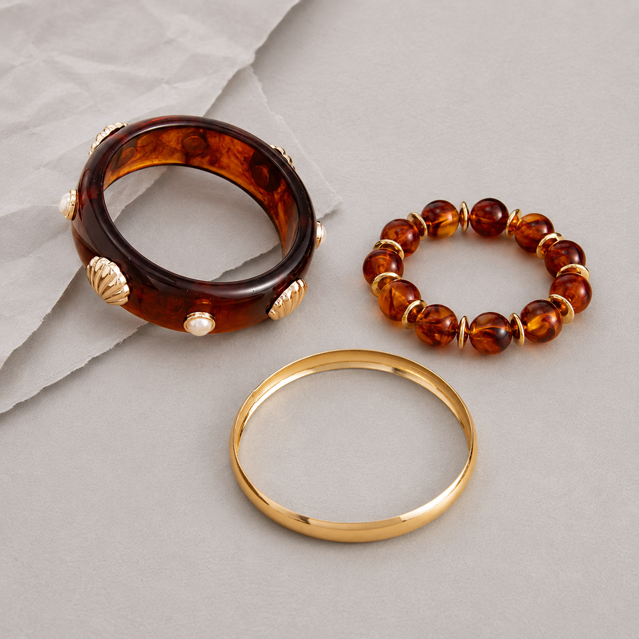 Shell Accent Bracelet Stack