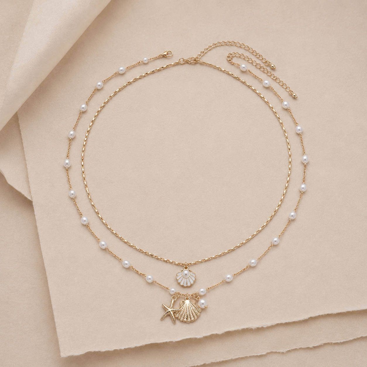 Layered Shell Charm Necklace