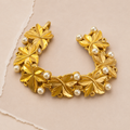 Pearl Accent Leaf Link Bracelet