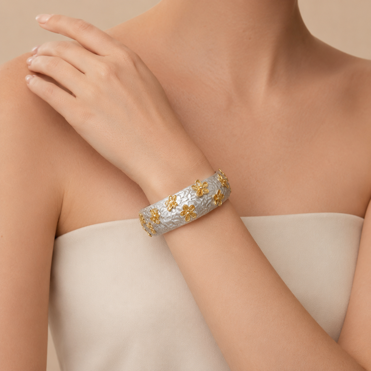 Floral Wide Cuff Bracelet