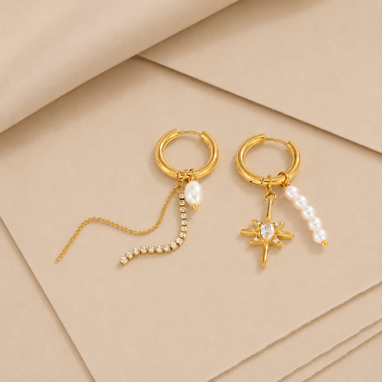 Asymmetric Charm Hoop Earrings