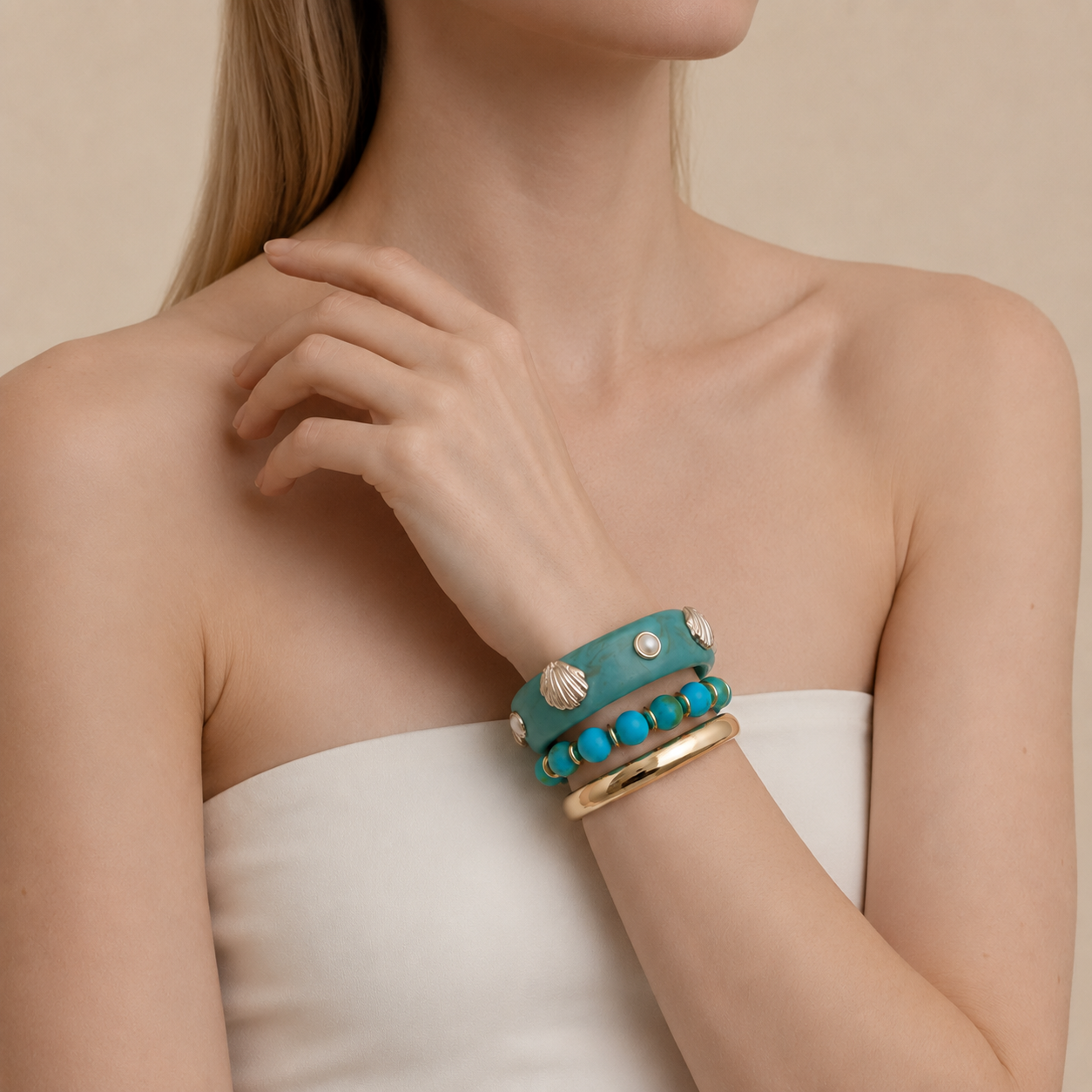 Shell Accent Bracelet Stack