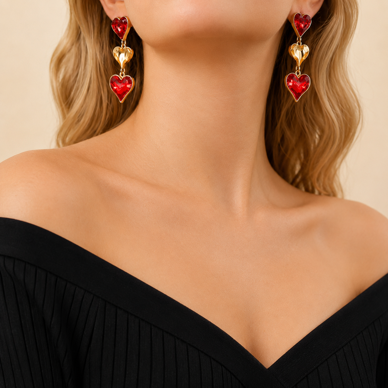 Heart Drop Statement Earrings