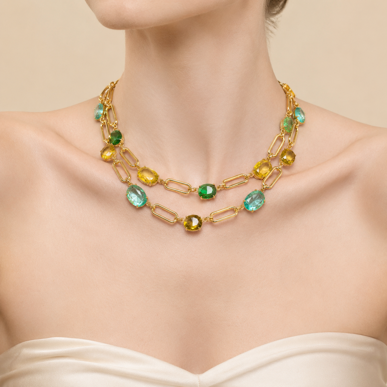 Faceted Gem Link Necklace