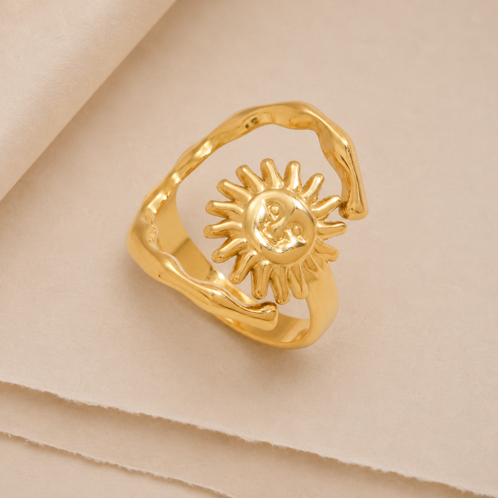 Sun Face Open Ring