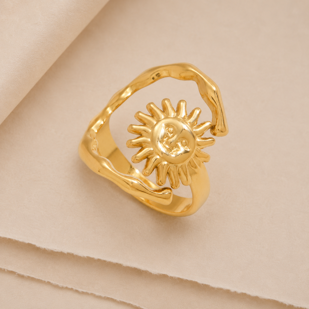 Sun Face Open Ring