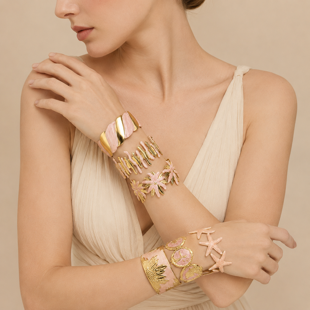 Floral & Starfish Cuff Bracelet