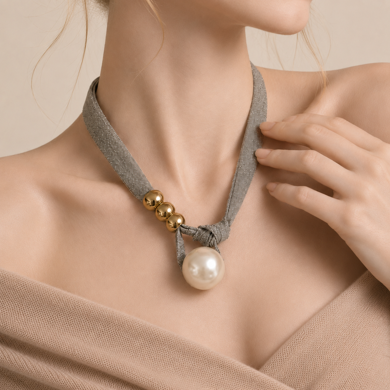 Tie-Detail Pendant Necklace
