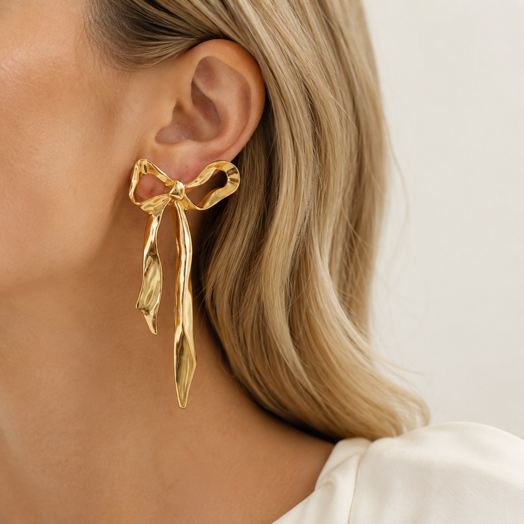 Oversized Bow Drop Earrings
