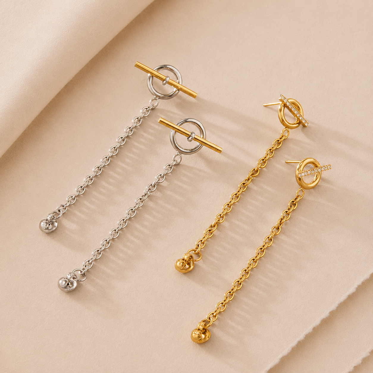 Toggle Chain Drop Earrings