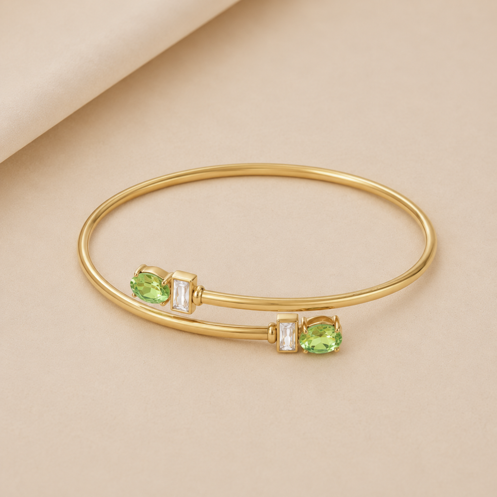 Gem Accent Open Cuff Bangle