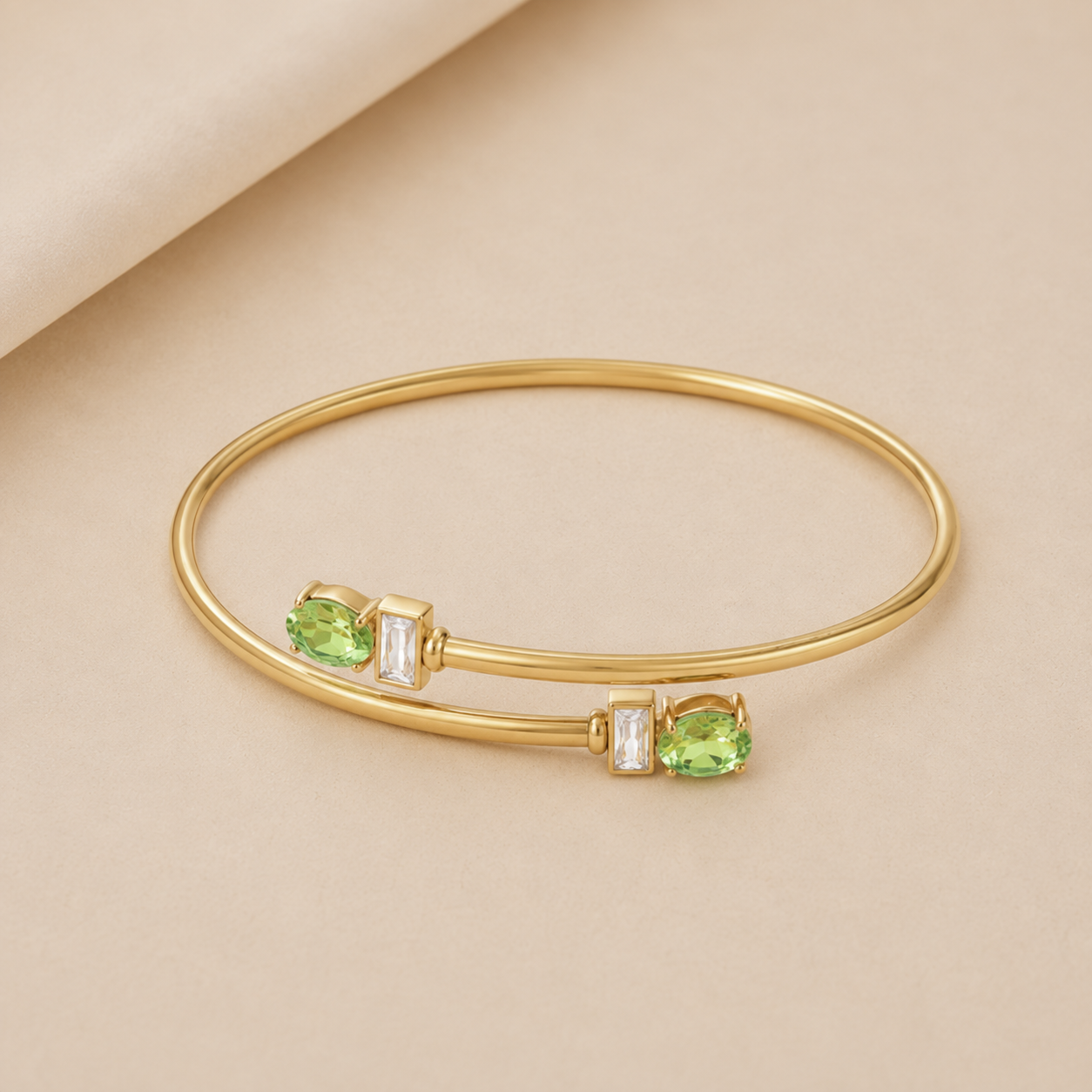 Gem Accent Open Cuff Bangle
