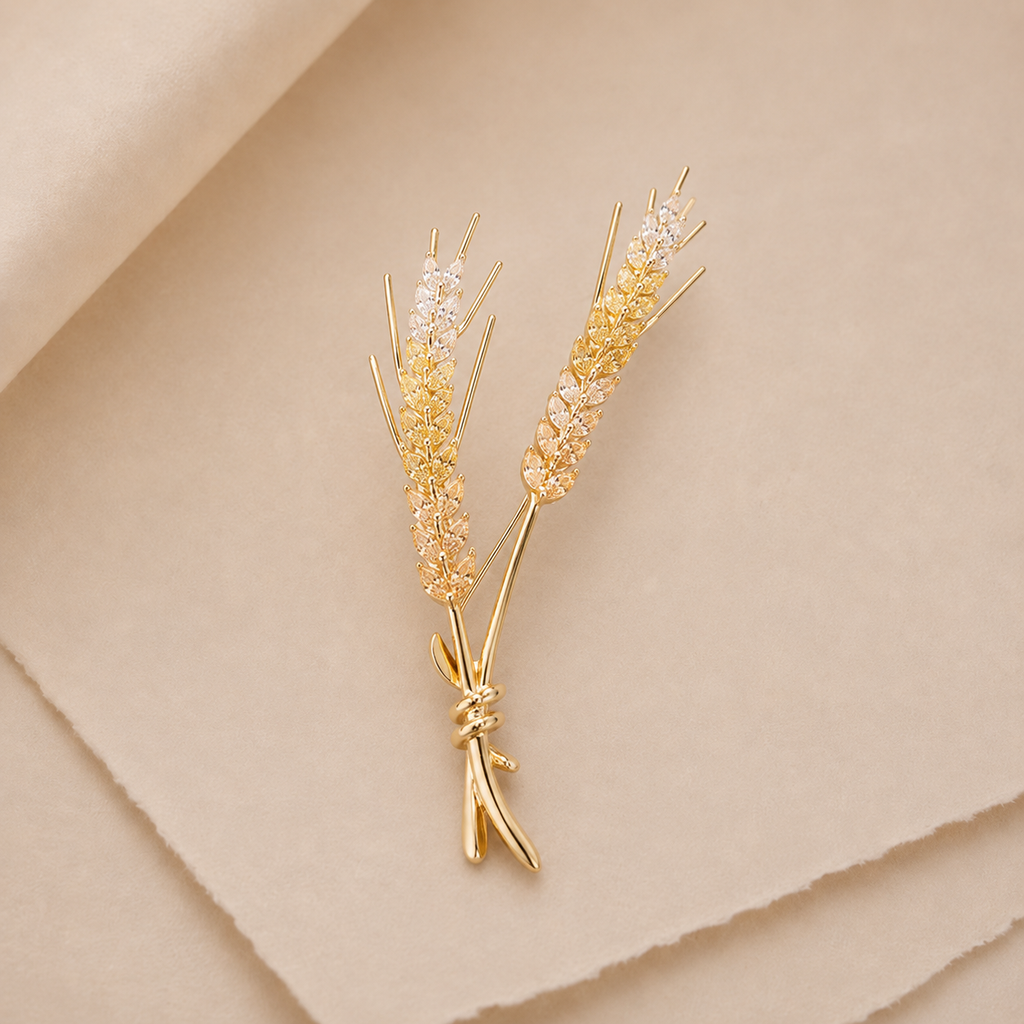 Sparkling Wheat Stem Brooch