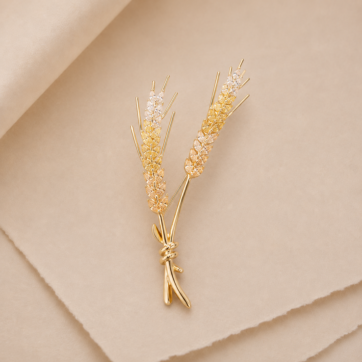 Sparkling Wheat Stem Brooch