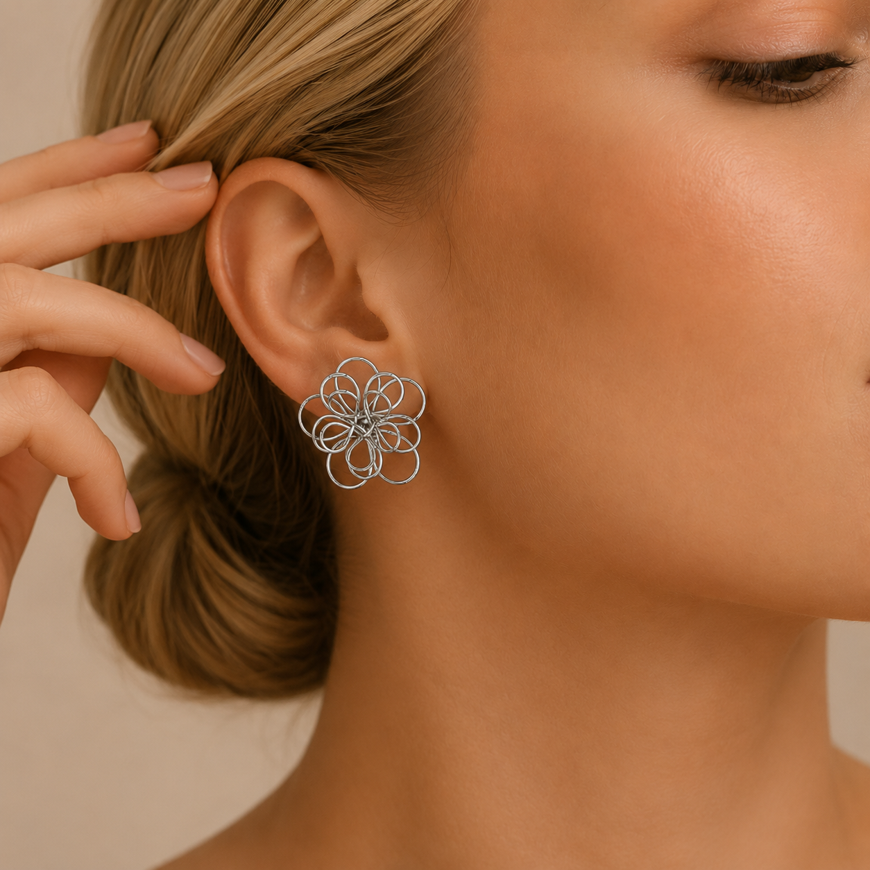 Looped Flower Stud Earrings