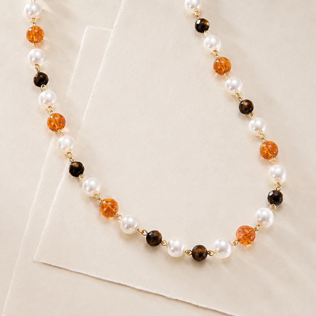 Long Beaded Station Necklace