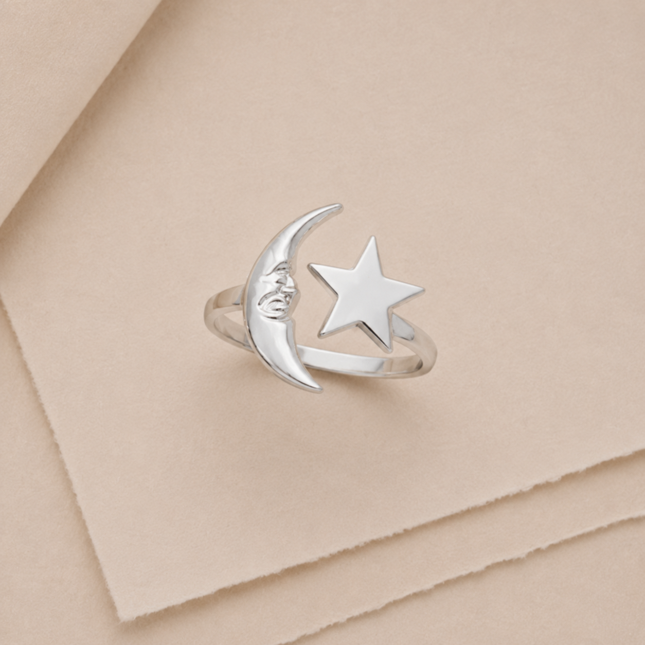 Moon & Star Open Ring