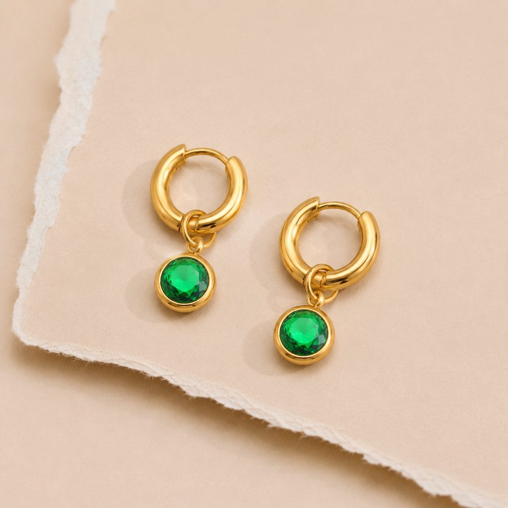 Gem Drop Hoop Earrings