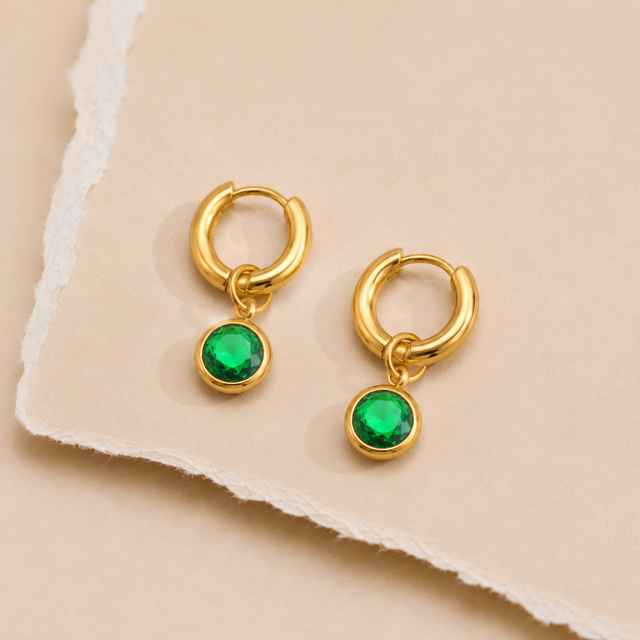 Gem Drop Hoop Earrings