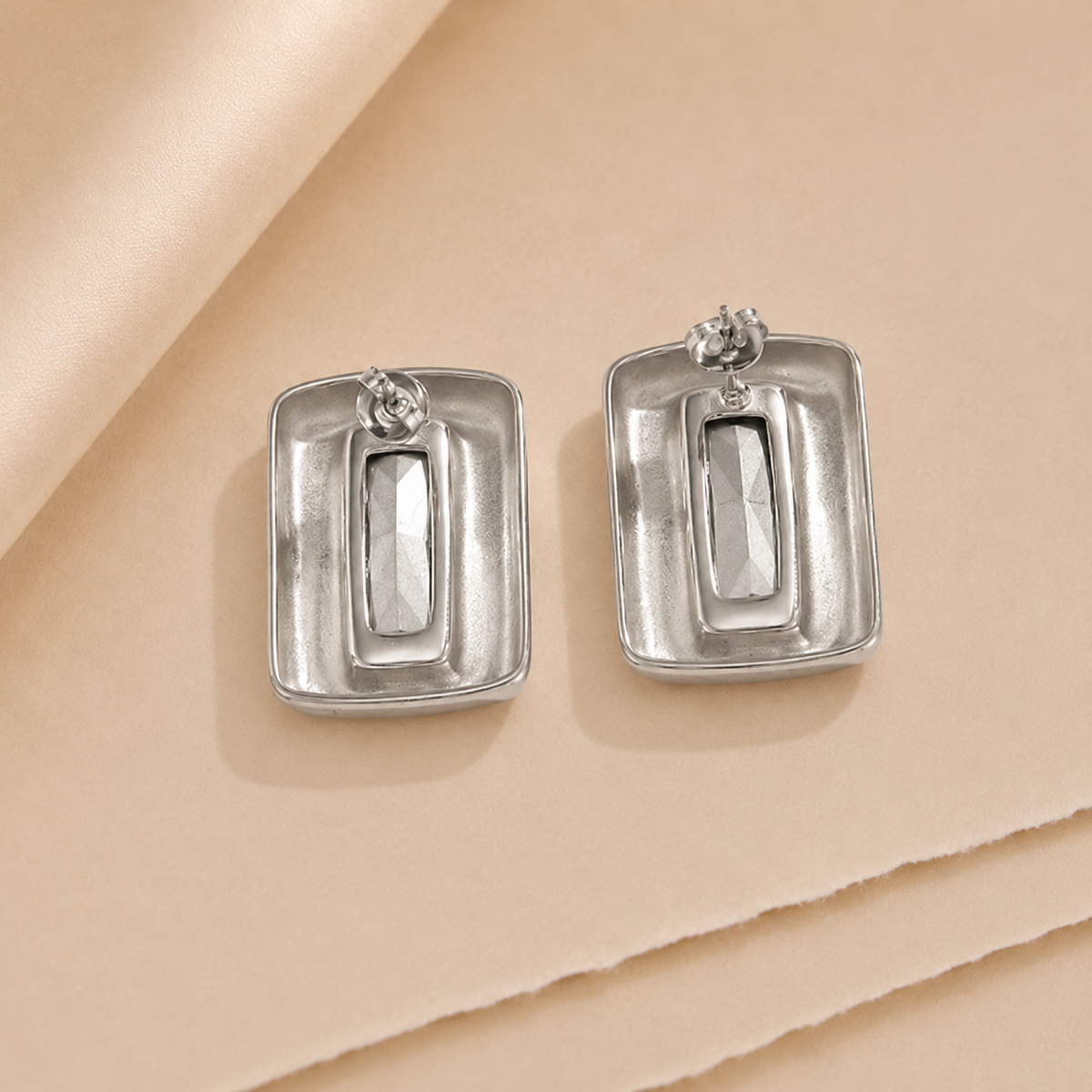 Rectangular Gem Statement Earrings
