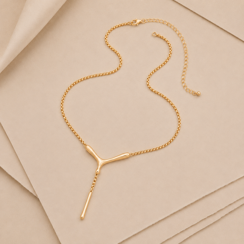 Sculptural V-Drop Necklace