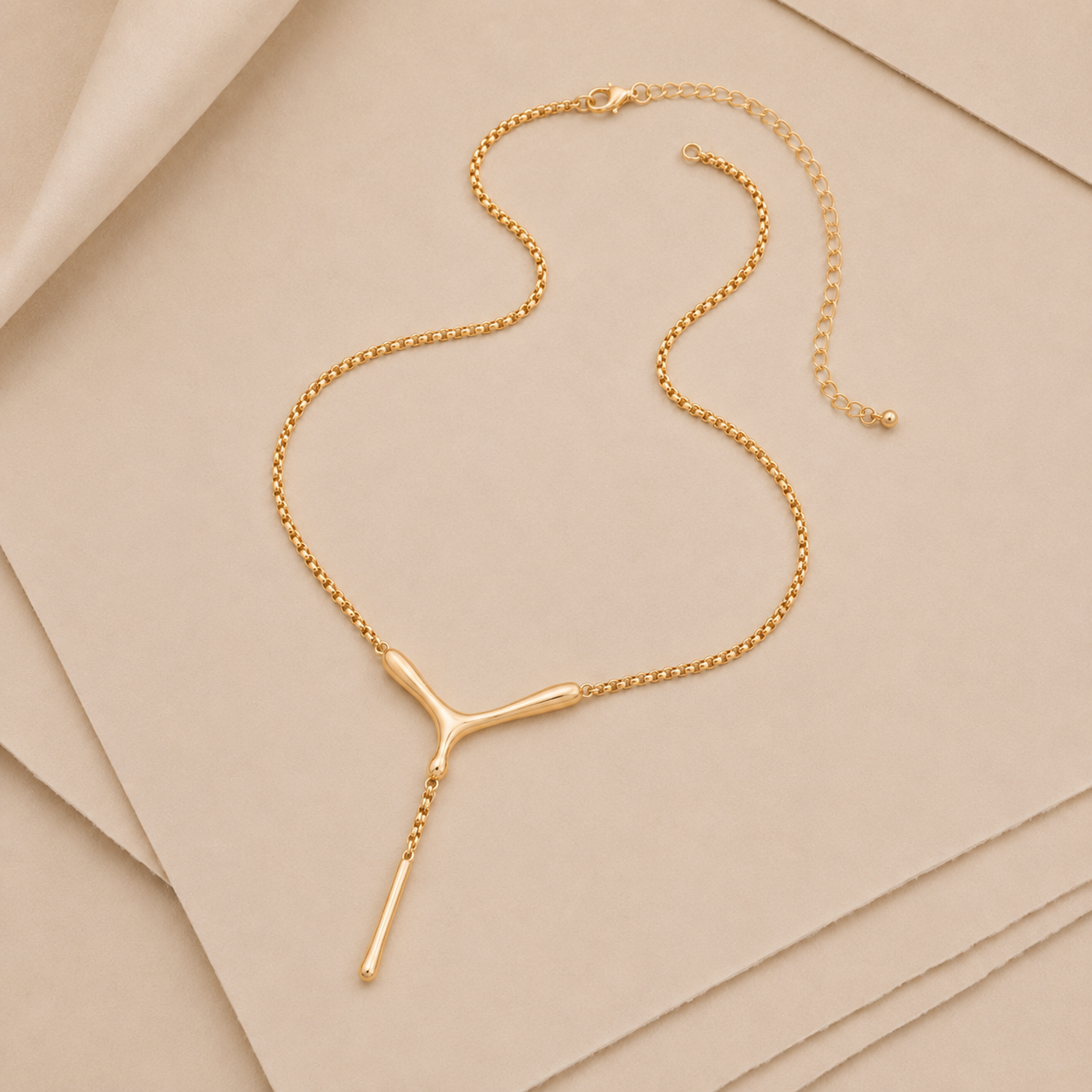 Sculptural V-Drop Necklace
