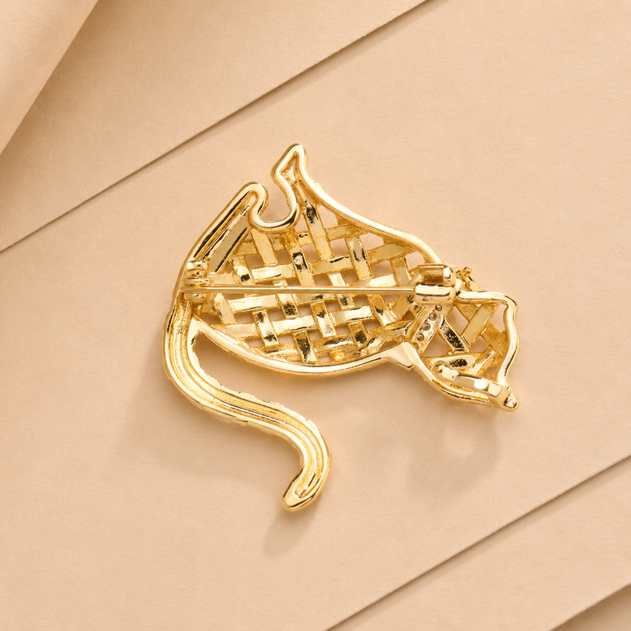 Woven Cat Statement Brooch
