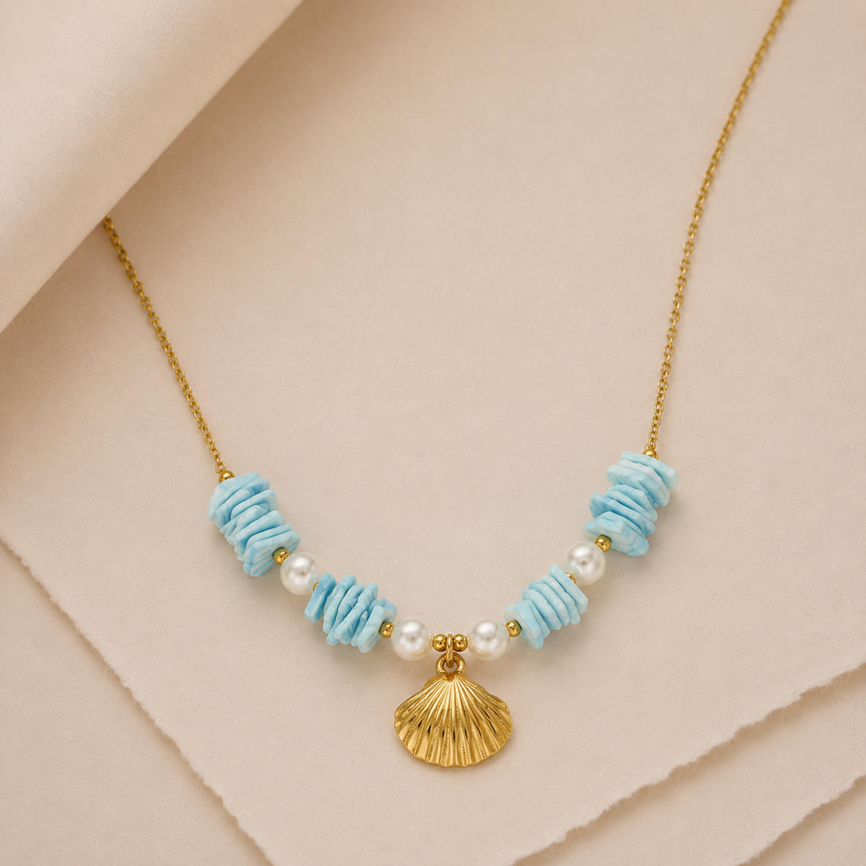 Shell Charm Beaded Necklace