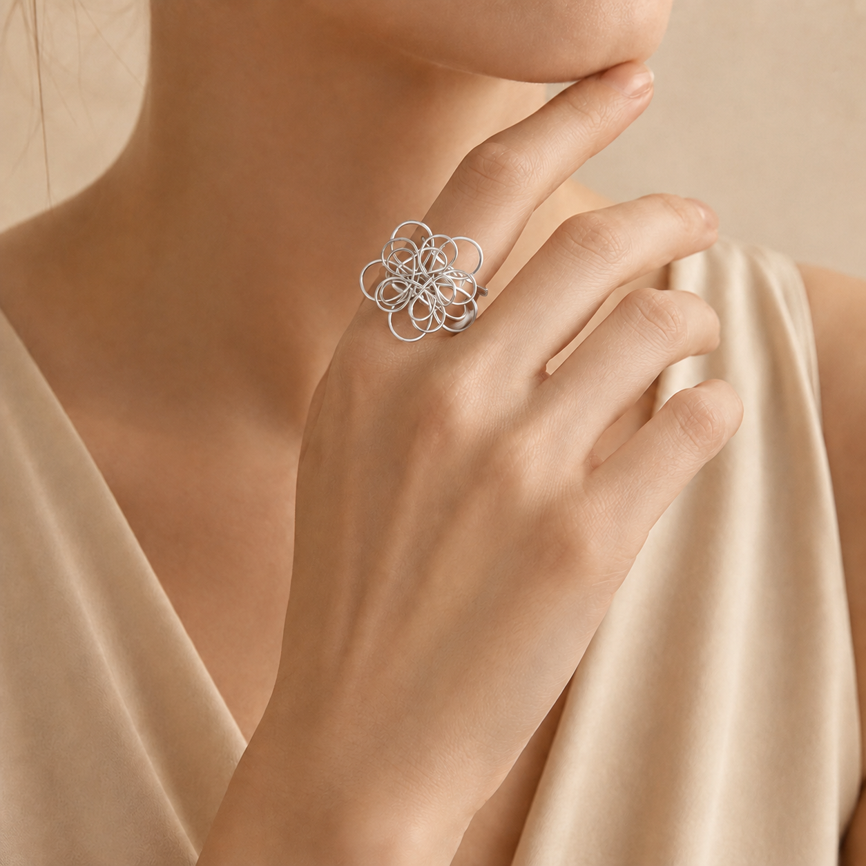 Looped Flower Statement Ring