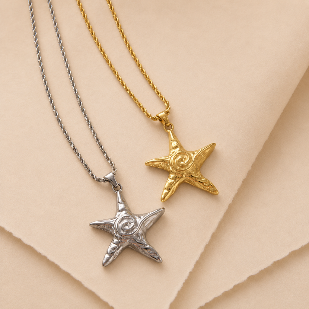 Textured Starfish Pendant Necklace