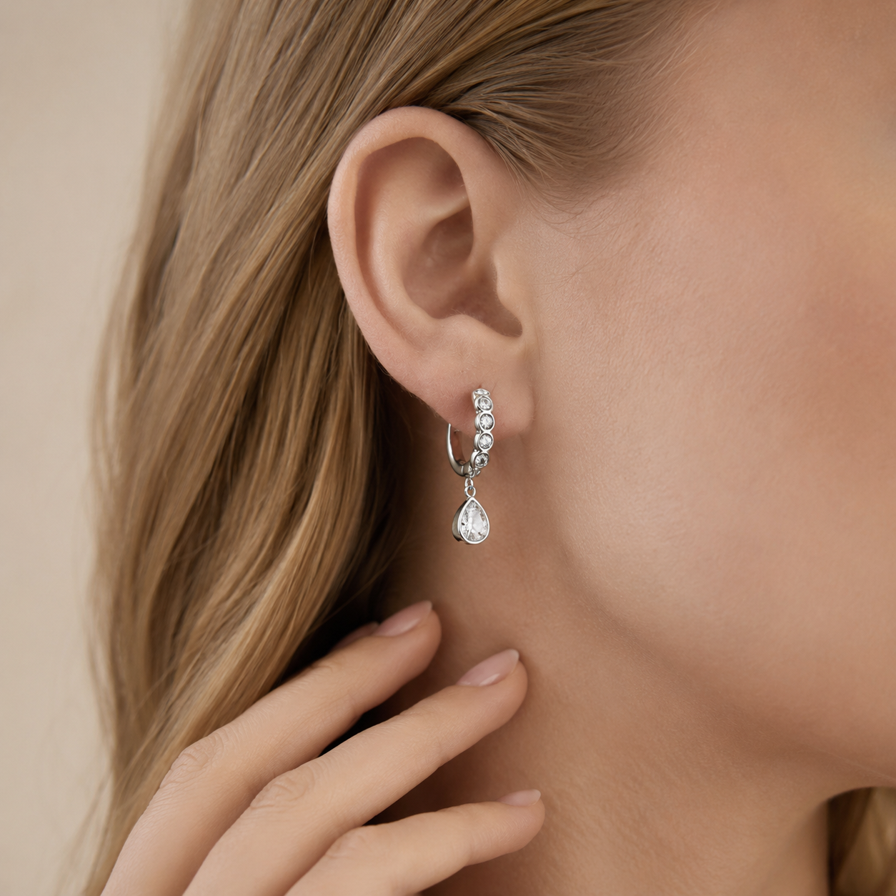 Teardrop Charm Hoop Earrings