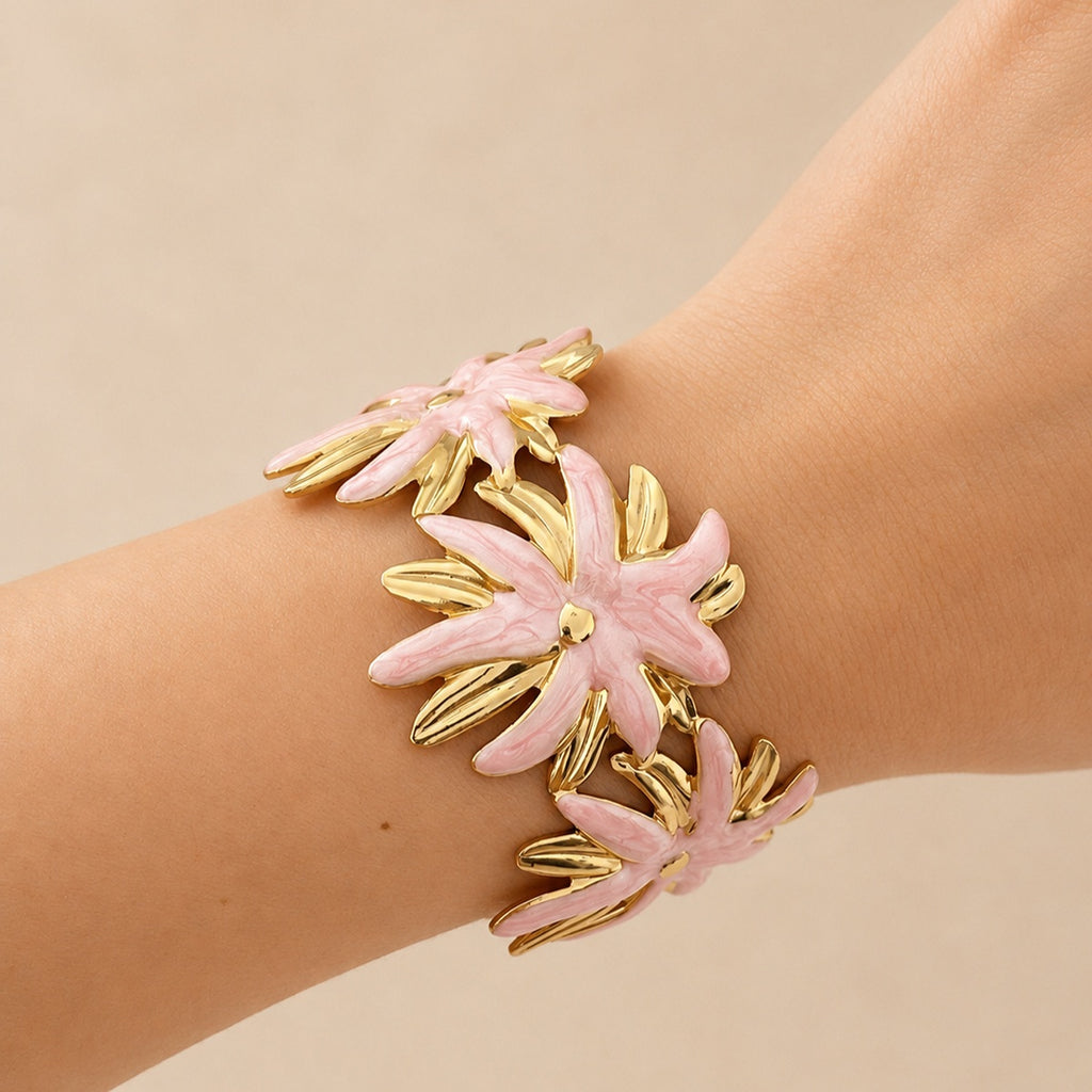 Floral & Starfish Cuff Bracelet