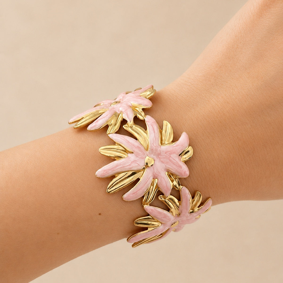 Floral & Starfish Cuff Bracelet