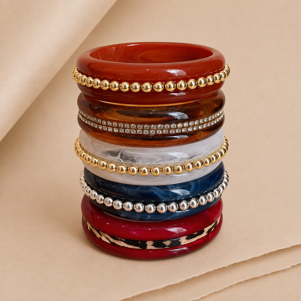 Beaded Accent Bangle Bracelet